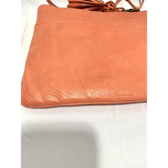 THE SAK Coral Pink Leather Snake Print Messenger Shoulder Bag Magnetic Closure - Picture 8 of 12